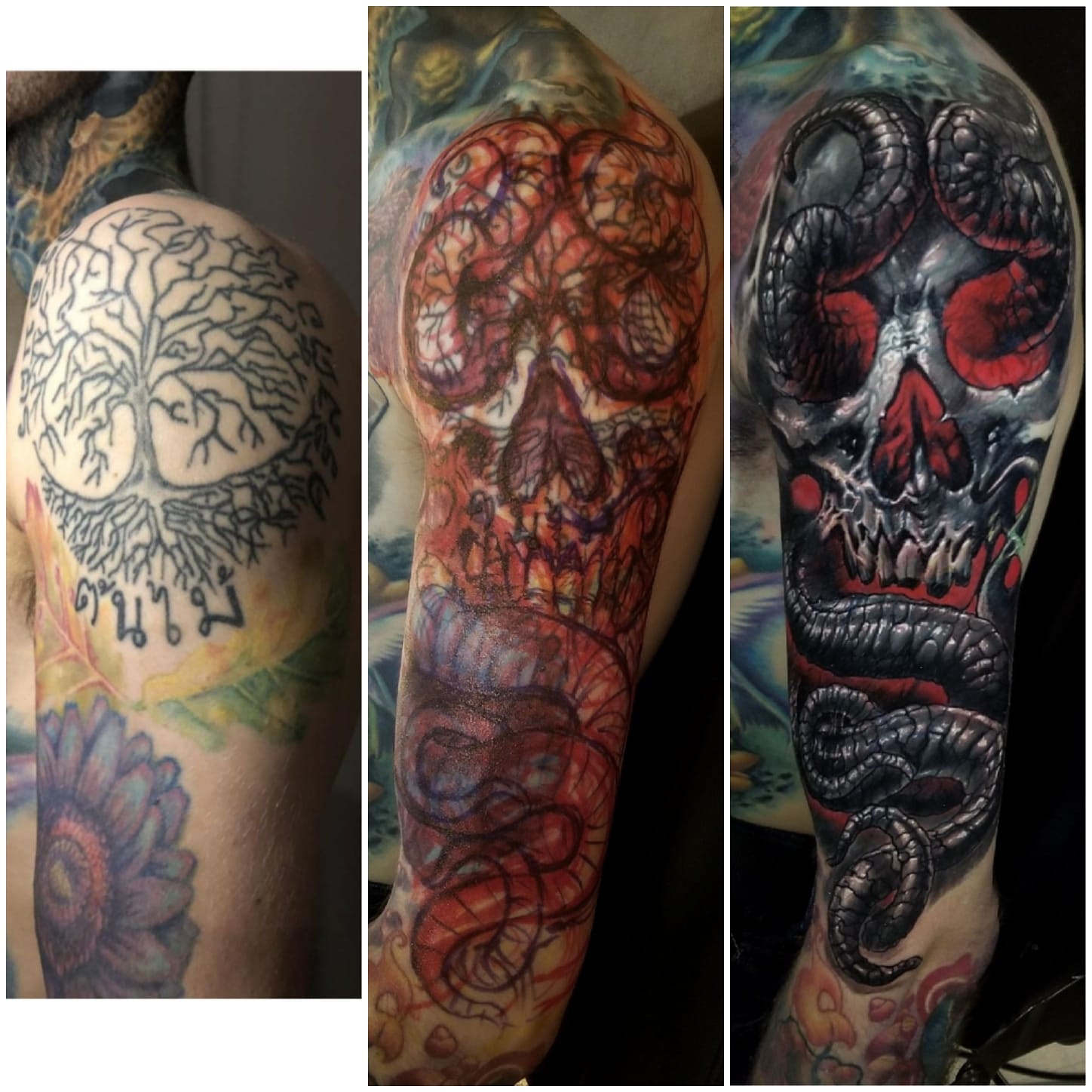 Skull with Tentacles Cover-Up (Use of Red)