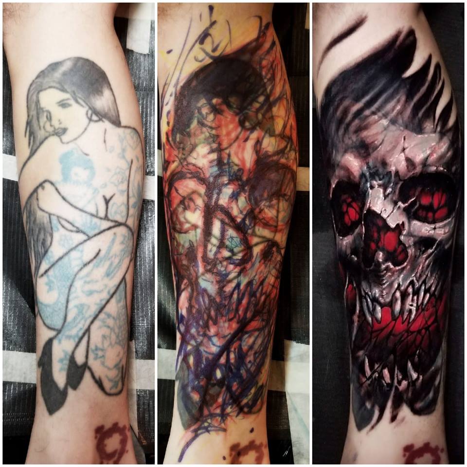 Skull with Texture Cover-Up  (Use of Red)