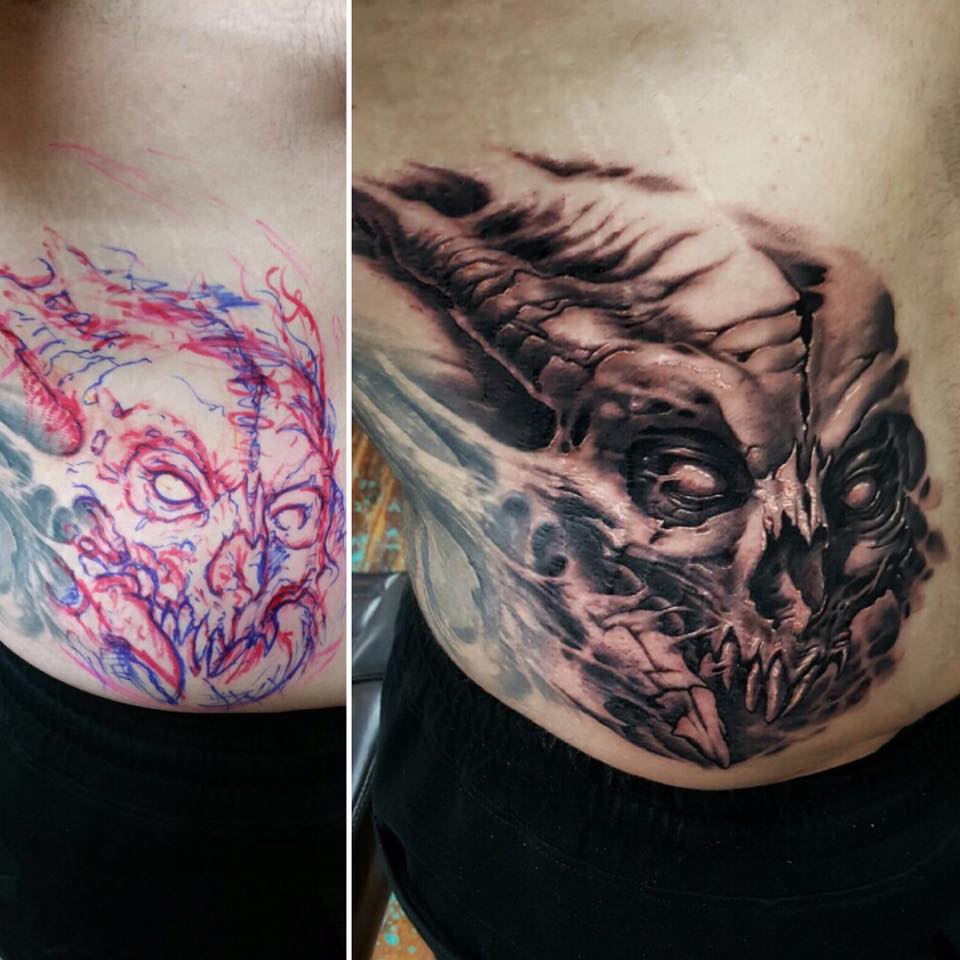 Side Abdomen Skull Monster