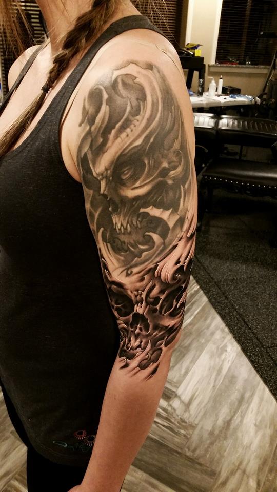 Skull Leaf Sleeve Progress