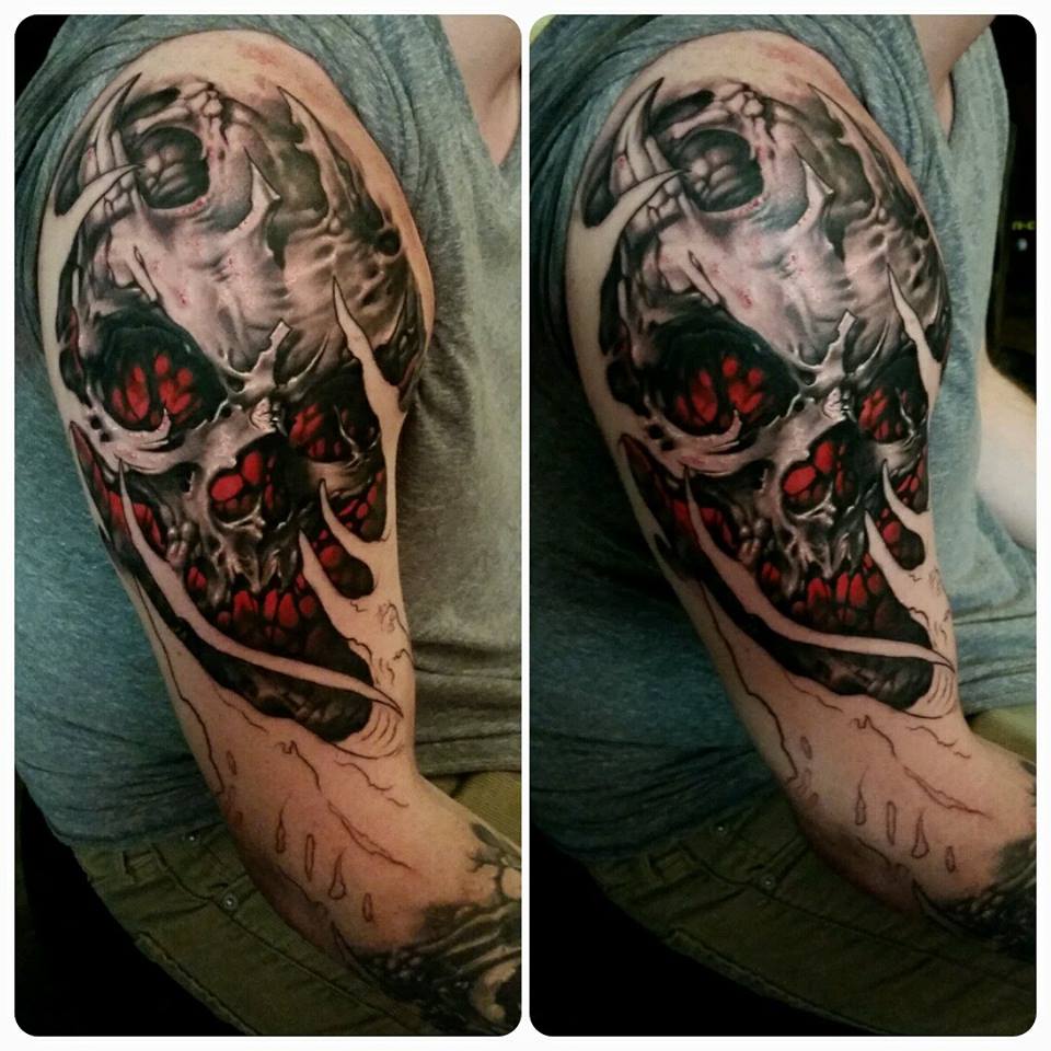 Skull on Arm (Use of Red)