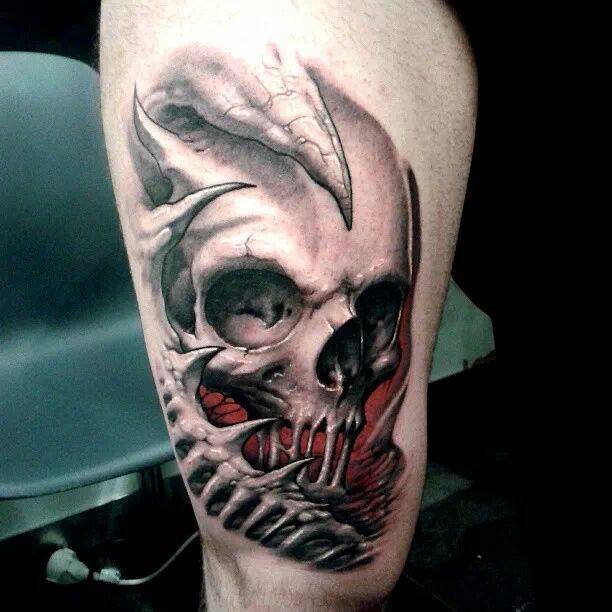 Thigh Skull & Textures with Red